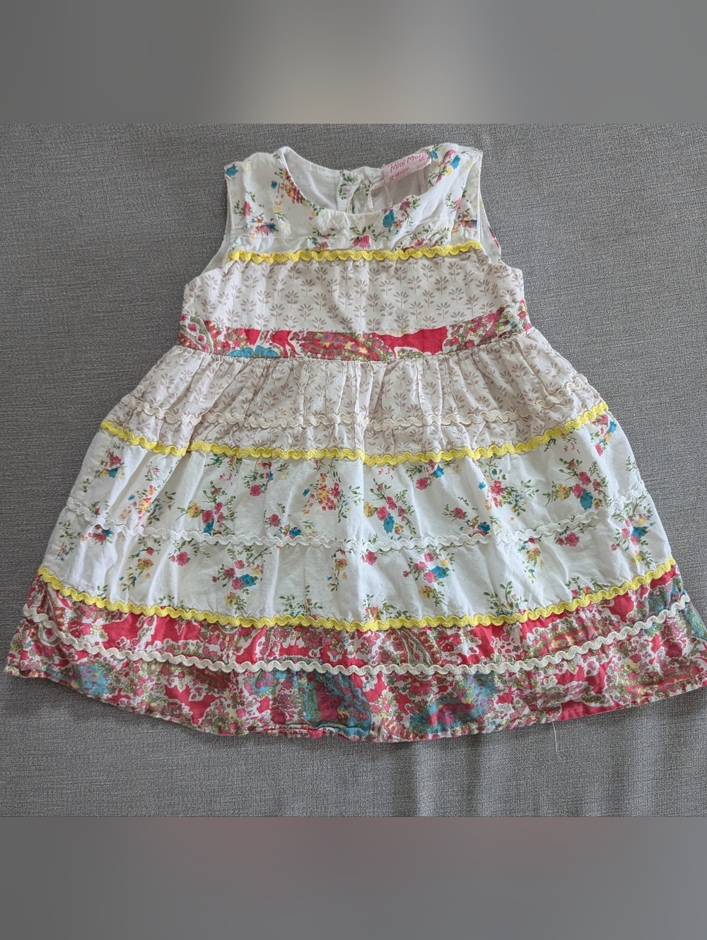 Mini Moi Floral Patchwork and Rik Rak Dress Size 12-18 Months
